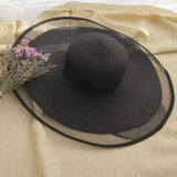 HT2504 Sun Hat Summer Anti-UV Lady Wide Brim Hat Women Solid Plain Floppy Summer Straw Hats for Women Female Mesh Brim Beach Hat