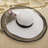 HT2504 Sun Hat Summer Anti-UV Lady Wide Brim Hat Women Solid Plain Floppy Summer Straw Hats for Women Female Mesh Brim Beach Hat