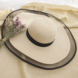 HT2504 Sun Hat Summer Anti-UV Lady Wide Brim Hat Women Solid Plain Floppy Summer Straw Hats for Women Female Mesh Brim Beach Hat