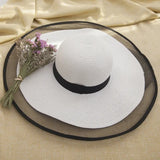 HT2504 Sun Hat Summer Anti-UV Lady Wide Brim Hat Women Solid Plain Floppy Summer Straw Hats for Women Female Mesh Brim Beach Hat