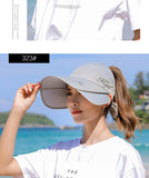 Women's Sun Hat Cycling Breathable Visor Caps Female Scalable Brim Empty Top Baseball Cap Wide Brim Cap UV Protection Beach Hats