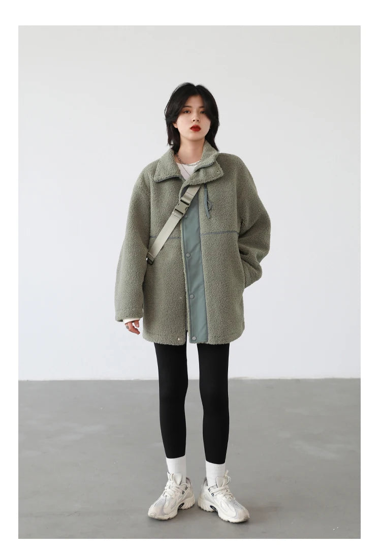 CHIC VEN Women Jacket Coat Thicken Warm Casual Lamb Faux Fur Woman Overcoat Loose Outerwear Female Tops Lady Autumn Winter 2025