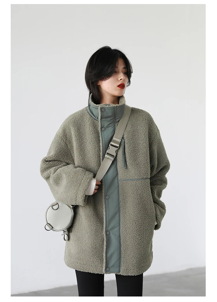 CHIC VEN Women Jacket Coat Thicken Warm Casual Lamb Faux Fur Woman Overcoat Loose Outerwear Female Tops Lady Autumn Winter 2025