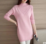 Spring Autumn Winter New Turtleneck Sweater Women's Jumper Medium Long Wool Knit Top Pullover Bottoming Sweaters Pulls Femmes