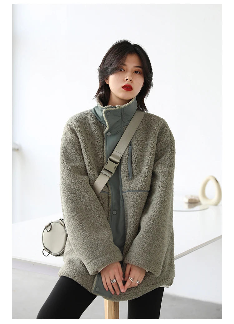 CHIC VEN Women Jacket Coat Thicken Warm Casual Lamb Faux Fur Woman Overcoat Loose Outerwear Female Tops Lady Autumn Winter 2025