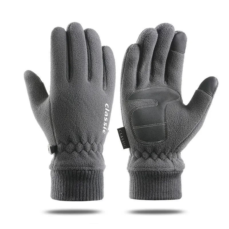 Men Women Winter Polar Fleece Silica Gel Non Slip Touch Screen Driving Mitten Plus Velvet Thick Warm Sport Cycling Glove F22