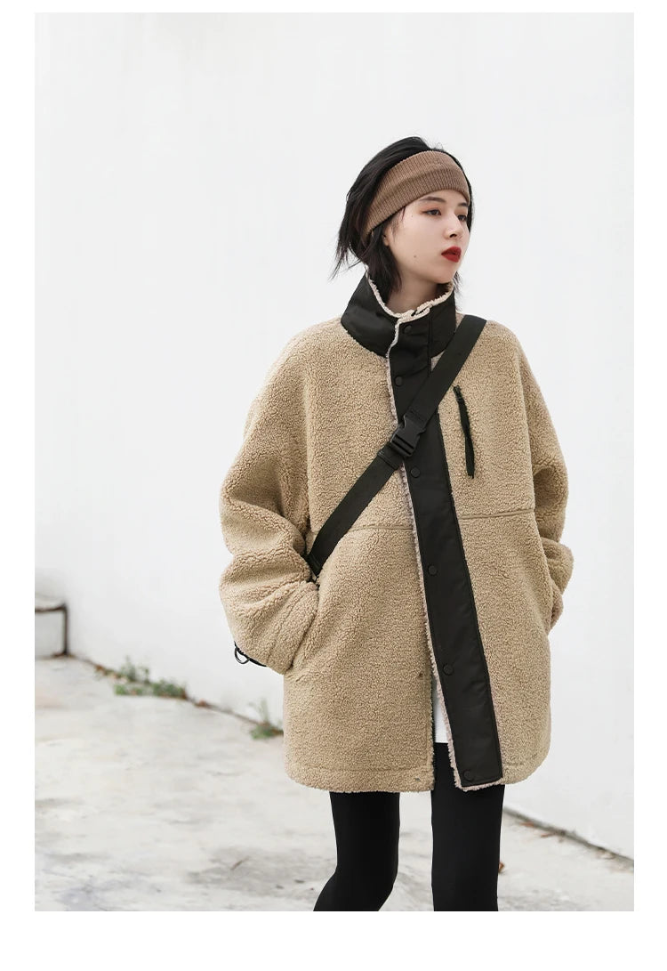 CHIC VEN Women Jacket Coat Thicken Warm Casual Lamb Faux Fur Woman Overcoat Loose Outerwear Female Tops Lady Autumn Winter 2025