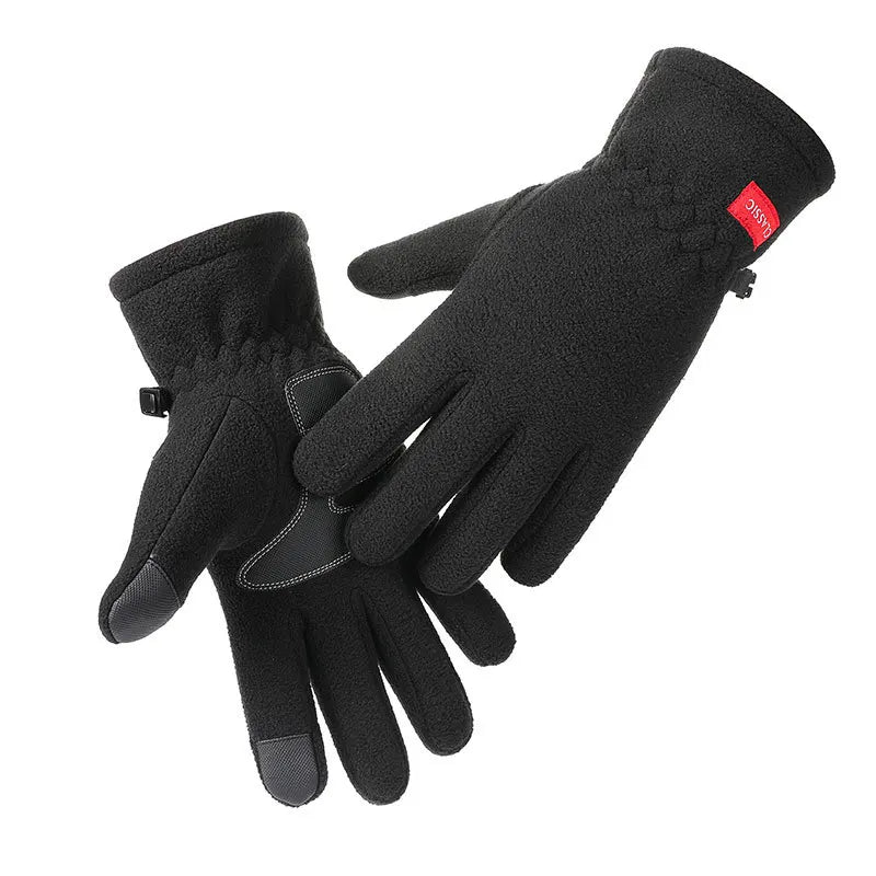 Men Women Winter Polar Fleece Silica Gel Non Slip Touch Screen Driving Mitten Plus Velvet Thick Warm Sport Cycling Glove F22