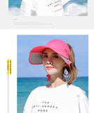 Women's Sun Hat Cycling Breathable Visor Caps Female Scalable Brim Empty Top Baseball Cap Wide Brim Cap UV Protection Beach Hats