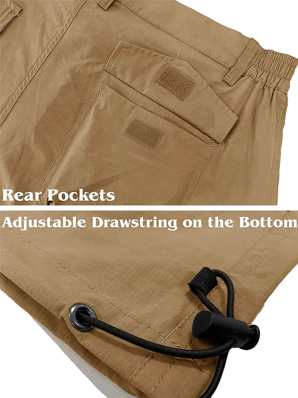 Men's Cargo Work Shorts Quick Dry 3/4 Length Capri Pants Multi-pockets Knee Length Trousers Summer Board Beach Shorts