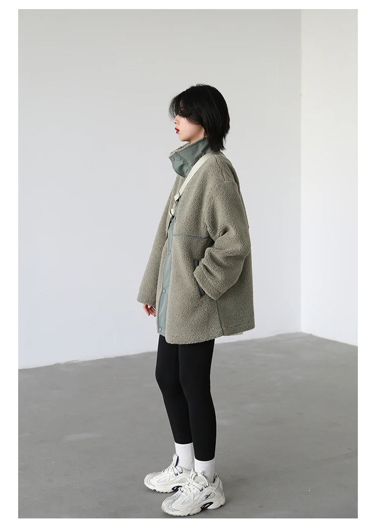 CHIC VEN Women Jacket Coat Thicken Warm Casual Lamb Faux Fur Woman Overcoat Loose Outerwear Female Tops Lady Autumn Winter 2025