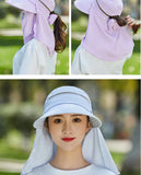 Women Outdoor Riding Anti-UV Sun Hat Foldable Big Brim Hats Neck Face Protection Detachable Mask Sunscreen Breathable Beach Caps