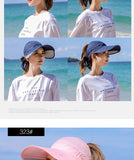 Women's Sun Hat Cycling Breathable Visor Caps Female Scalable Brim Empty Top Baseball Cap Wide Brim Cap UV Protection Beach Hats