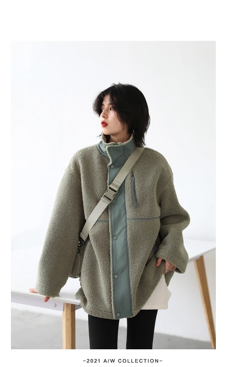 CHIC VEN Women Jacket Coat Thicken Warm Casual Lamb Faux Fur Woman Overcoat Loose Outerwear Female Tops Lady Autumn Winter 2025
