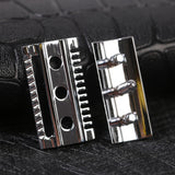"The FLIPSIDE by YAQI" A Dual Comb Dual Aggression Level Mens Razor Head In Chrome