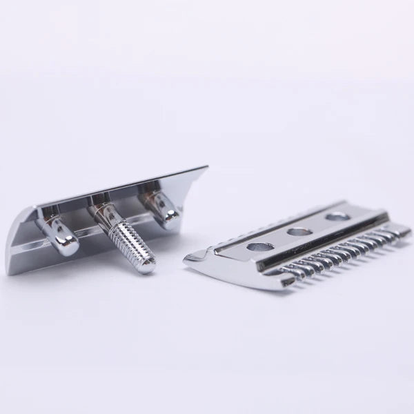 "The FLIPSIDE by YAQI" A Dual Comb Dual Aggression Level Mens Razor Head In Chrome
