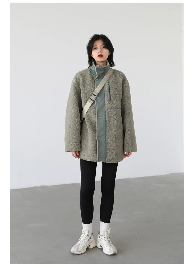 CHIC VEN Women Jacket Coat Thicken Warm Casual Lamb Faux Fur Woman Overcoat Loose Outerwear Female Tops Lady Autumn Winter 2025