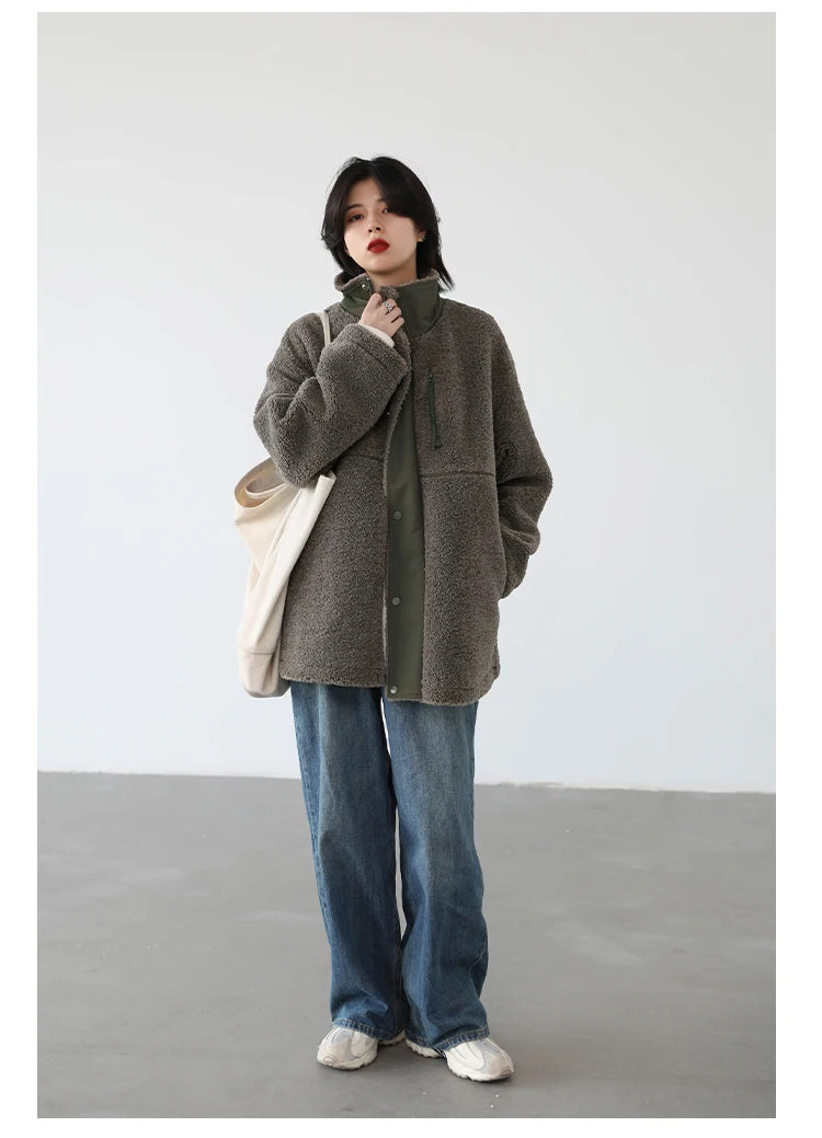 CHIC VEN Women Jacket Coat Thicken Warm Casual Lamb Faux Fur Woman Overcoat Loose Outerwear Female Tops Lady Autumn Winter 2025
