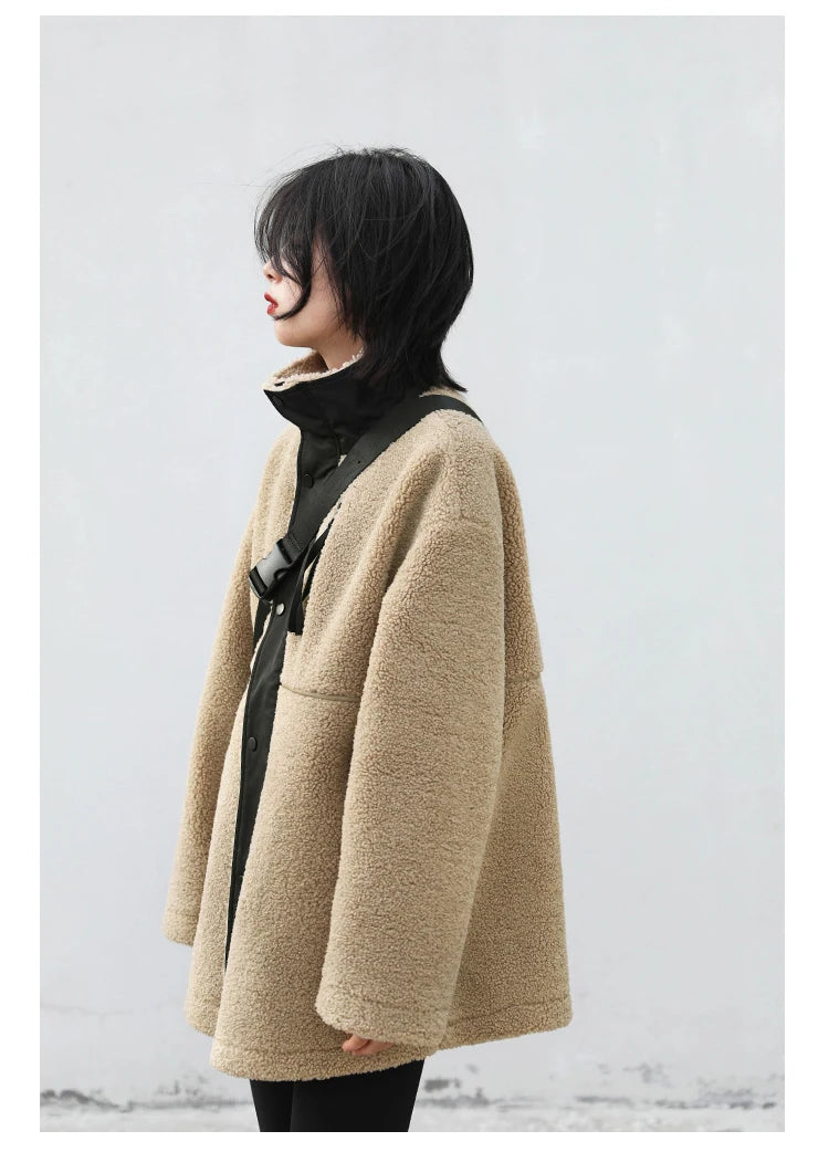 CHIC VEN Women Jacket Coat Thicken Warm Casual Lamb Faux Fur Woman Overcoat Loose Outerwear Female Tops Lady Autumn Winter 2025