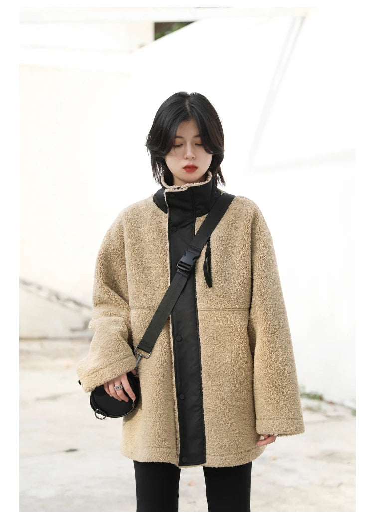 CHIC VEN Women Jacket Coat Thicken Warm Casual Lamb Faux Fur Woman Overcoat Loose Outerwear Female Tops Lady Autumn Winter 2025