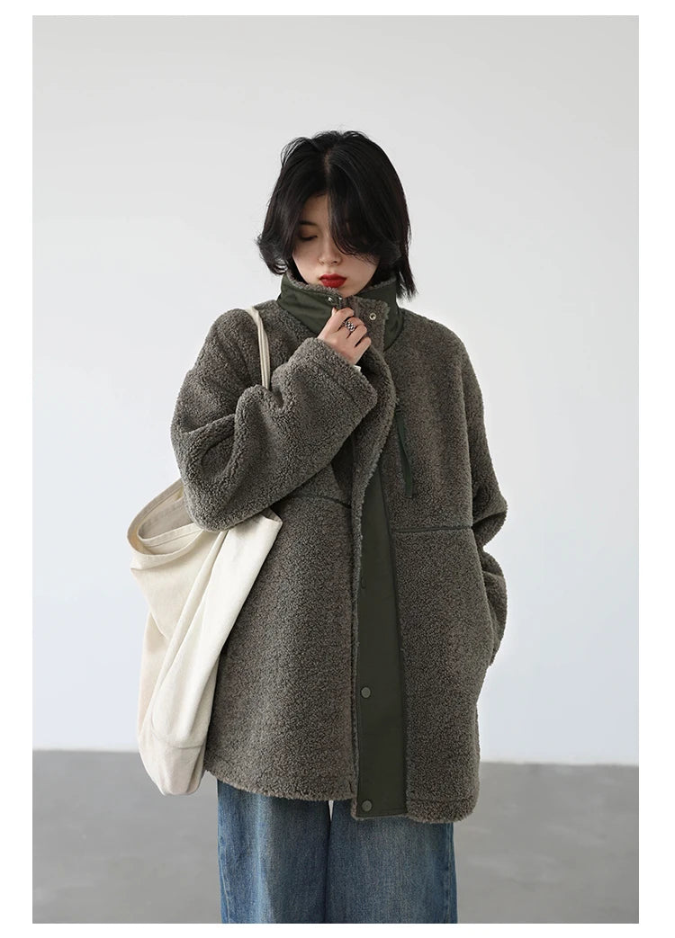 CHIC VEN Women Jacket Coat Thicken Warm Casual Lamb Faux Fur Woman Overcoat Loose Outerwear Female Tops Lady Autumn Winter 2025