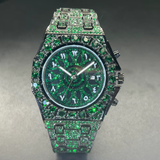 Hip Hop Wristwatch for Men Luxury Lce Out Full Diamond Watches Fashion Green Watch Wterproof Week Display Clock 2025