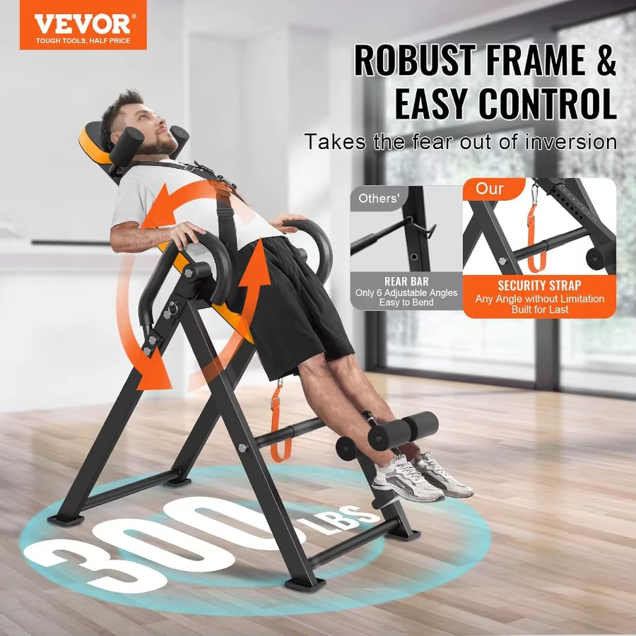Inversion Table 300Lbs Capacity Heavy Duty Inversion Table Decompression Back Stretcher Machine Strength Training Equipme