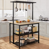Kitchen Island with Storage Large Bakers Rack Microwave Stand with 3 Tier Shelves 5 Hooks for Pantry Organization Kitchen