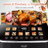 Large 10.6 QT XL Air Fryer with 9 Presets, Stainless Steel, 400°F Control, Shake Alert, Square Non-Stick Dishwasher Safe Basket,