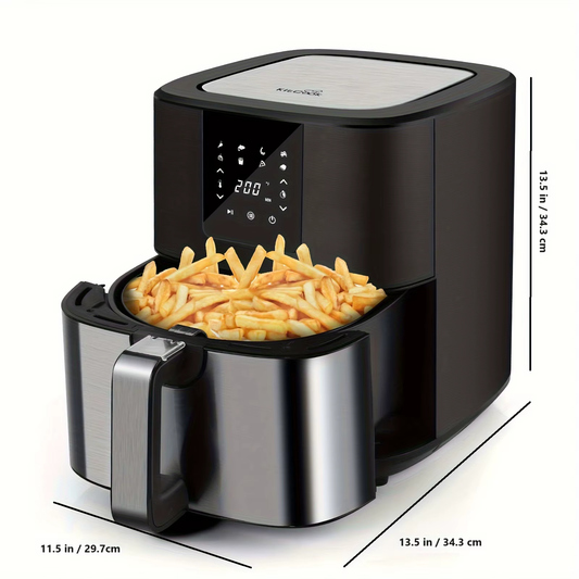 Large Air Fryer, 1500W 7QT Airfryer Cooker, Adjustable Temperature 100-400°F, 8 Presets Menu, Digital Touch Screen, Nons