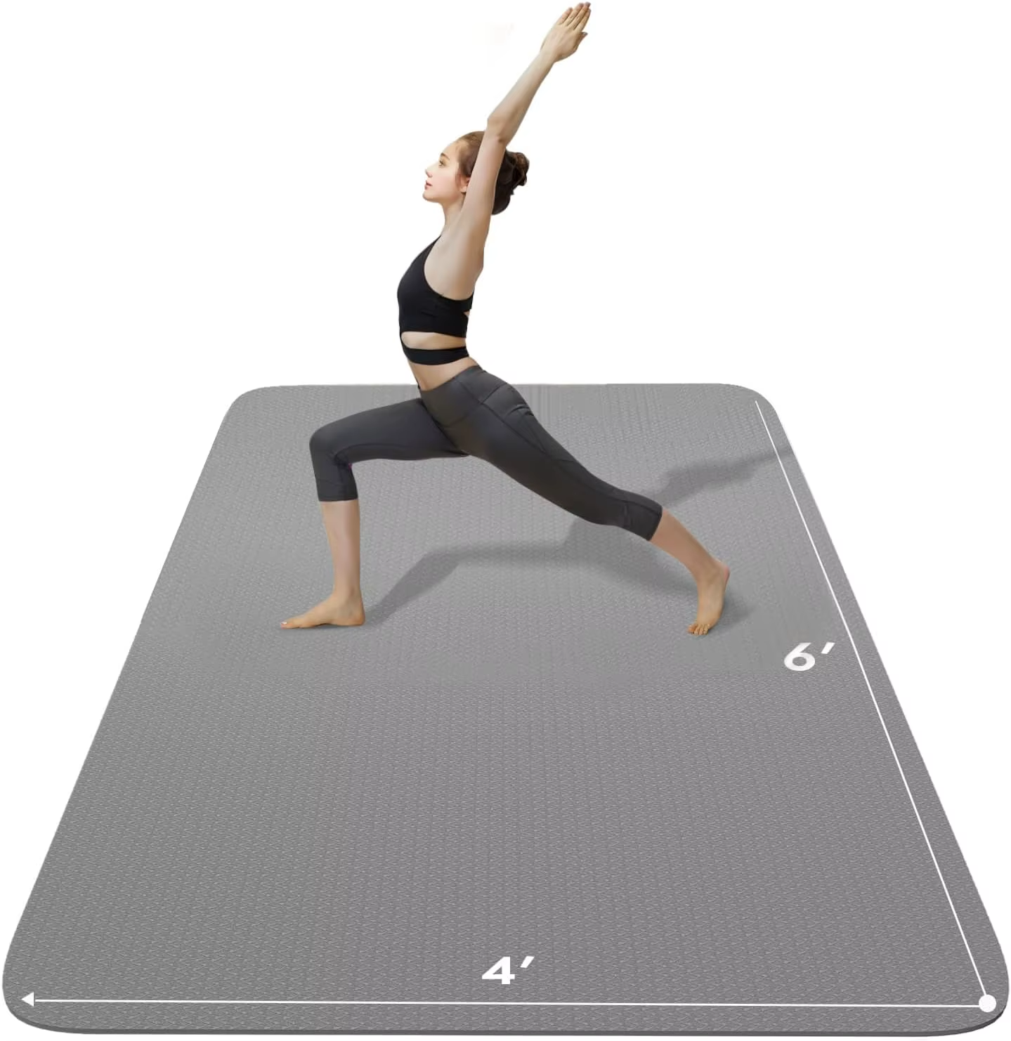 Large Yoga Mat 6'X4' (183Cm X122Cm) Extra Wide, Non-Slip TPE Exercise Mat for Home, Gym, Pilates & Workouts