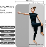 Large Yoga Mat 6'X4' (183Cm X122Cm) Extra Wide, Non-Slip TPE Exercise Mat for Home, Gym, Pilates & Workouts