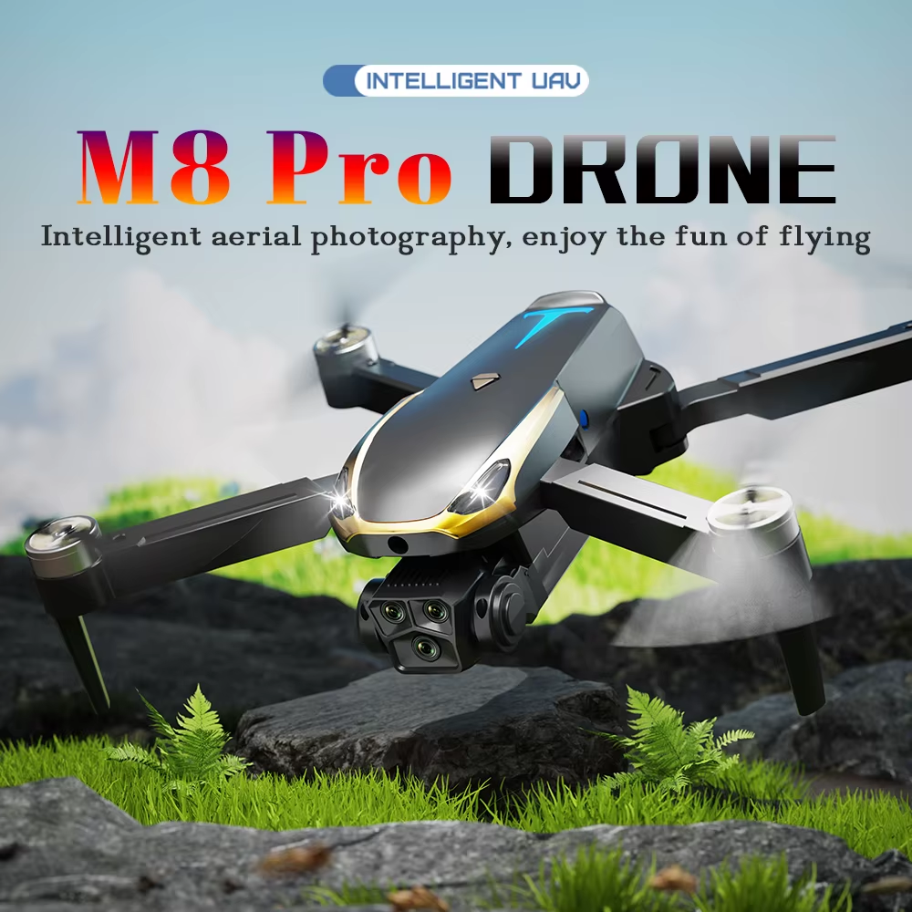M8 PRO Brushless Motor Drone with 2 Battrs, Intelligent Obstacle Avoidance, Optical Flow, 360-Degree Rolling, HD Camera