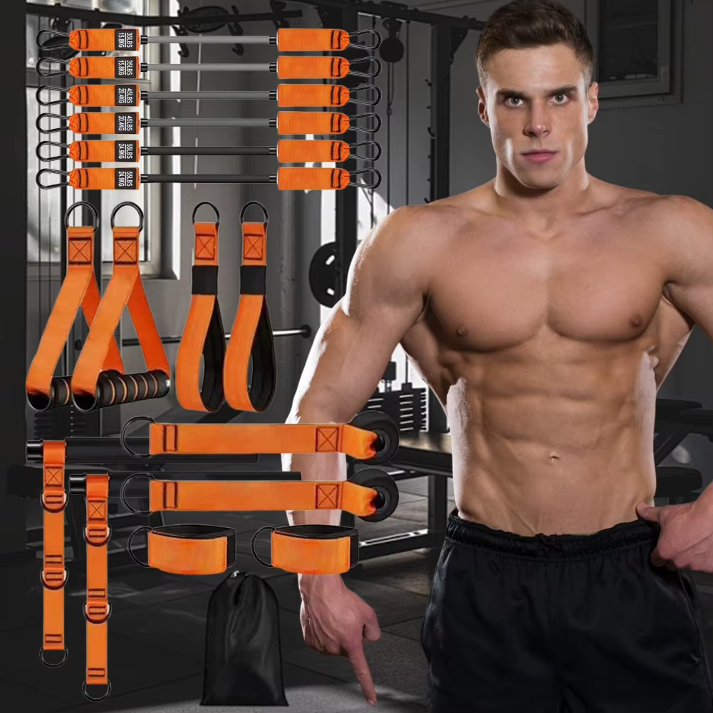 Multifunctional Pilates Bar & Resistance Bands Pilates Workout Equipment Exercise Bands Set Home Gym Strength Training Equipment