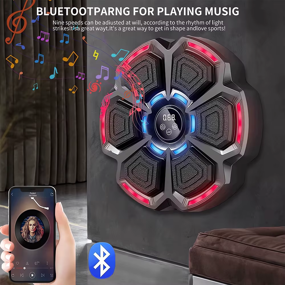 Music Boxing Machine Smart Bluetooth Wall Mounted Music Boxing Trainer Gym Home Electronic Boxing Target Punching Equipment