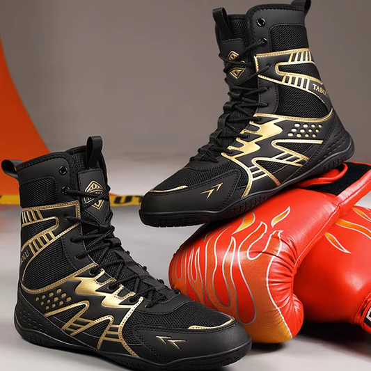 New Men'S Wrestling Shoes, High Top Boxing Shoes, Lightweight, anti Slip, Breathable Fitness Training Shoes, Outdoor Leisure Spo