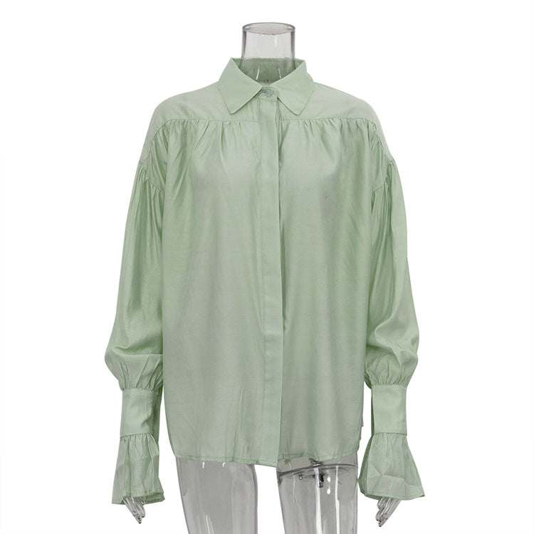 Office Lady Elegant White Casual Loose Blouses Fashion New Long Sleeve Women Shirt Turndown Collar Tops