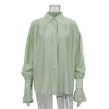 Office Lady Elegant White Casual Loose Blouses Fashion New Long Sleeve Women Shirt Turndown Collar Tops