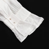 Office Lady Elegant White Casual Loose Blouses Fashion New Long Sleeve Women Shirt Turndown Collar Tops