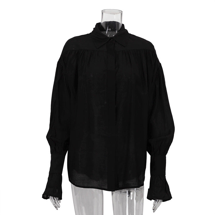 Office Lady Elegant White Casual Loose Blouses Fashion New Long Sleeve Women Shirt Turndown Collar Tops