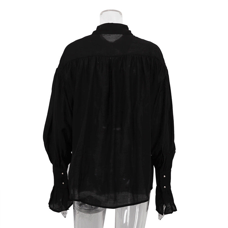 Office Lady Elegant White Casual Loose Blouses Fashion New Long Sleeve Women Shirt Turndown Collar Tops