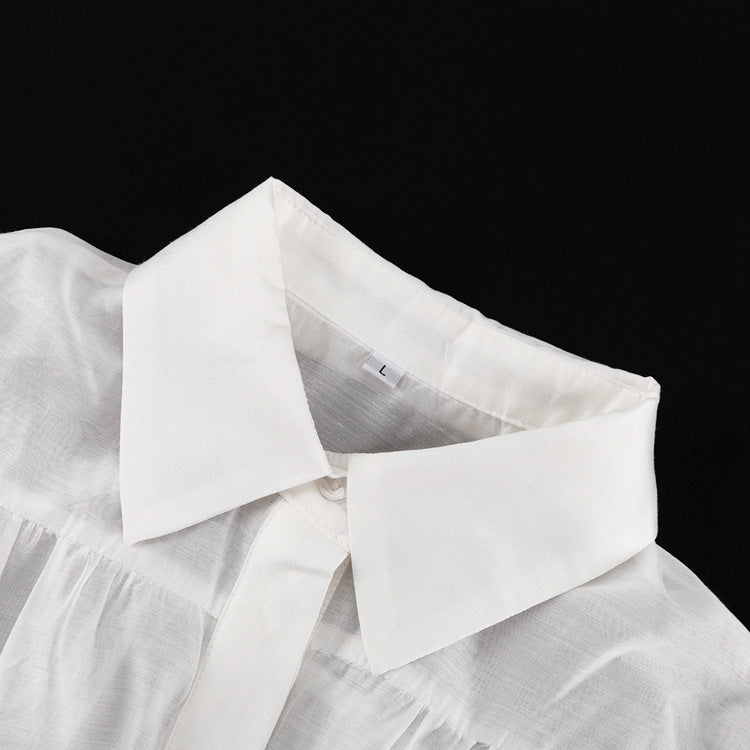 Office Lady Elegant White Casual Loose Blouses Fashion New Long Sleeve Women Shirt Turndown Collar Tops