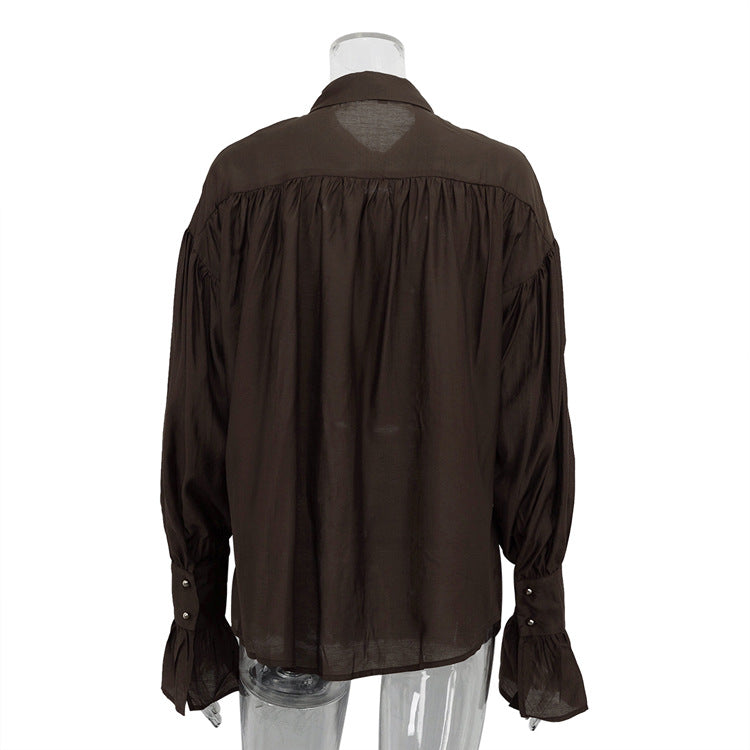 Office Lady Elegant White Casual Loose Blouses Fashion New Long Sleeve Women Shirt Turndown Collar Tops