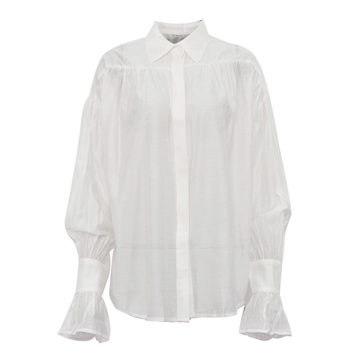Office Lady Elegant White Casual Loose Blouses Fashion New Long Sleeve Women Shirt Turndown Collar Tops