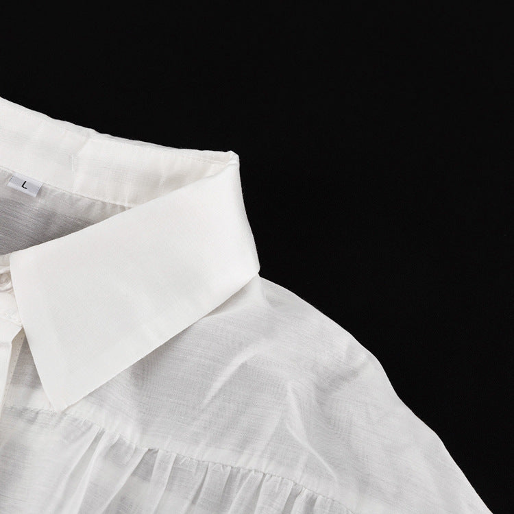 Office Lady Elegant White Casual Loose Blouses Fashion New Long Sleeve Women Shirt Turndown Collar Tops