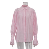 Office Lady Elegant White Casual Loose Blouses Fashion New Long Sleeve Women Shirt Turndown Collar Tops