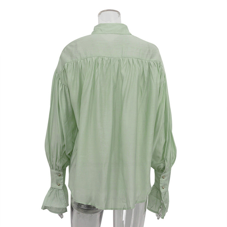 Office Lady Elegant White Casual Loose Blouses Fashion New Long Sleeve Women Shirt Turndown Collar Tops