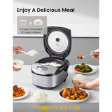 Portable 12 Cups Cooked 6 Cups Uncooked Non-Stick Rice Cooker with Fuzzy Logic Technology 24-Hour Timer Delay 11 Presets Steame