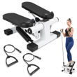 Portable Mini Stepper for Home Exercise with LCD Monitor and Resistance Bands 260Lbs Weight Capacity Twist Stepper in Black For