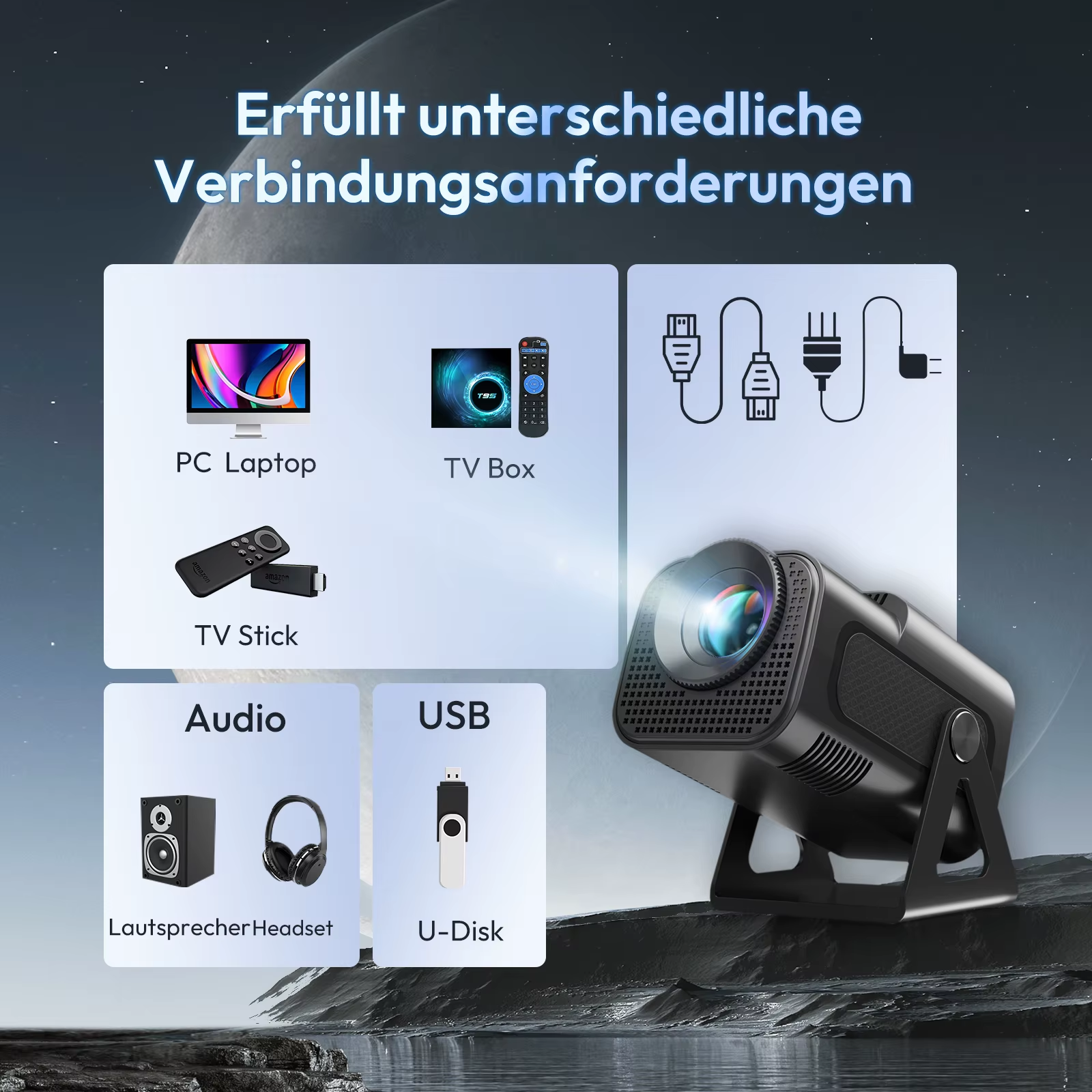Projector 4K 12000LM Short Throw Mini Portable Projectors Android Wifi Bluetooth HDMI Smart USB Android Smart Home Theater